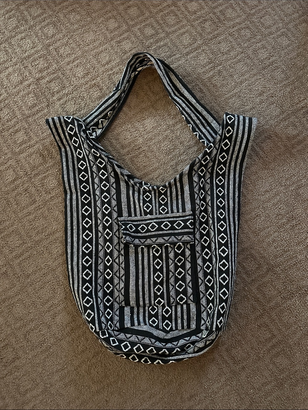 Black and White Boho Tote Bag